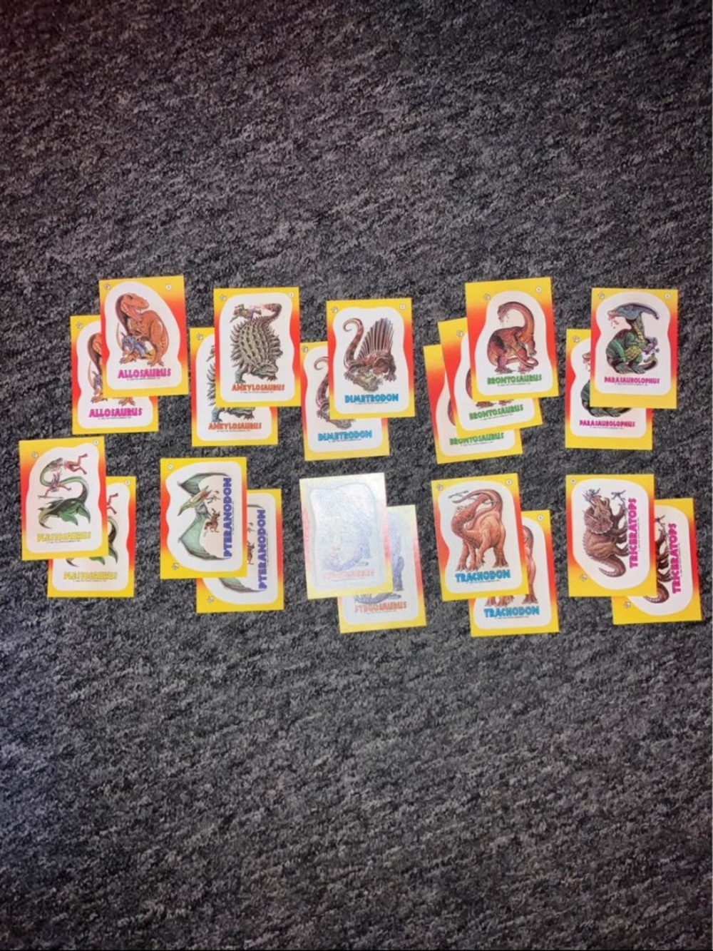 Vintage Dinosaur Trading Cards - Yellow Border